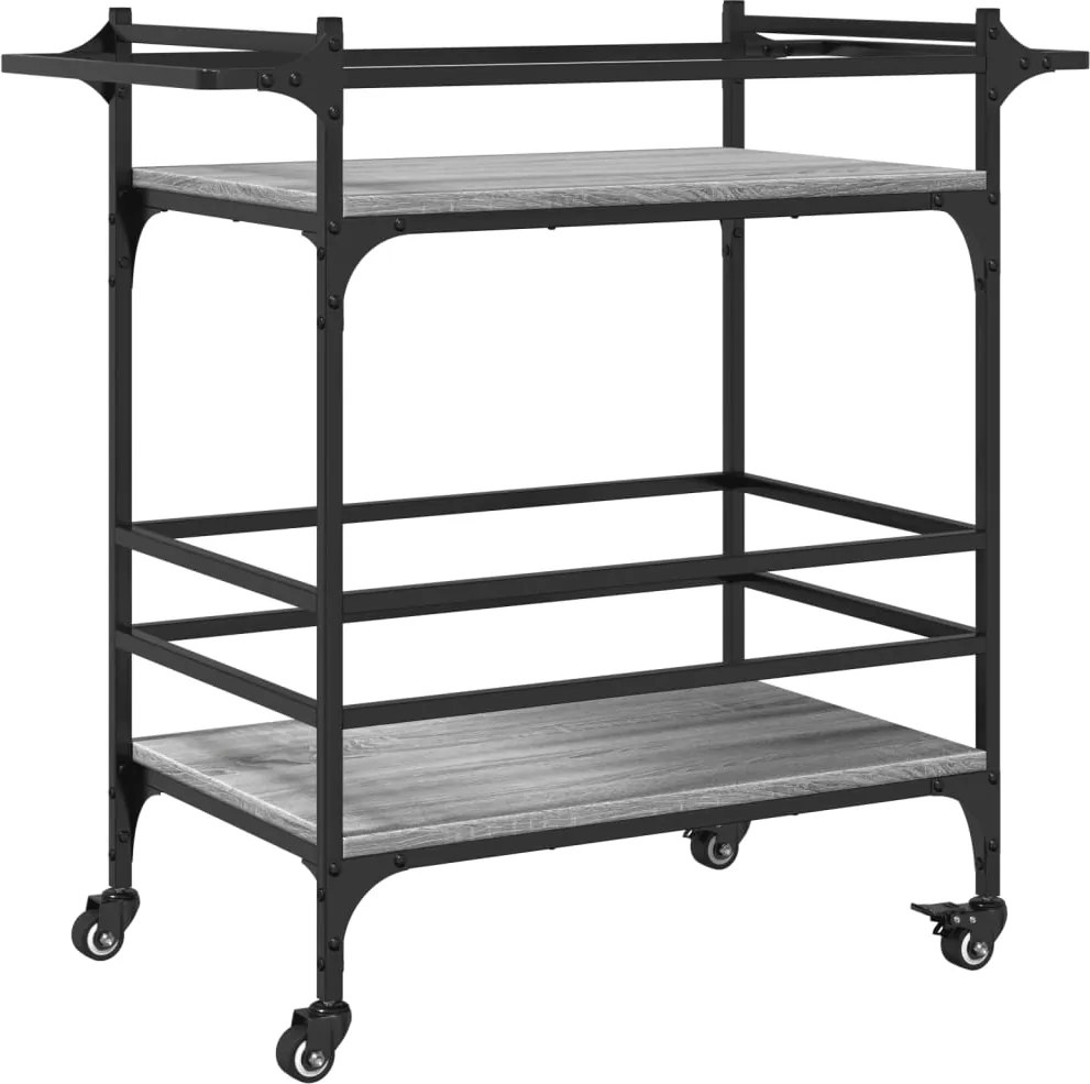 vidaXL szürke sonoma szerelt fa zsúrkocsi 82 x 40 x 78,5 cm