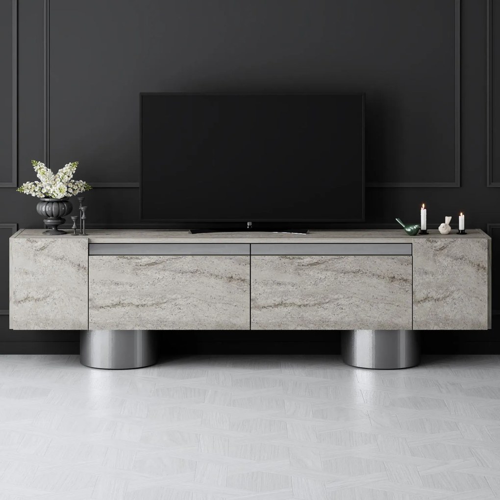 TV szekrény Bohem - Travertine, Silver