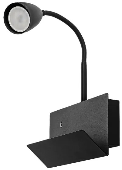 Rabalux 71089 - Fali lámpa polccal TACITO 1xGU10/25W/230V fekete