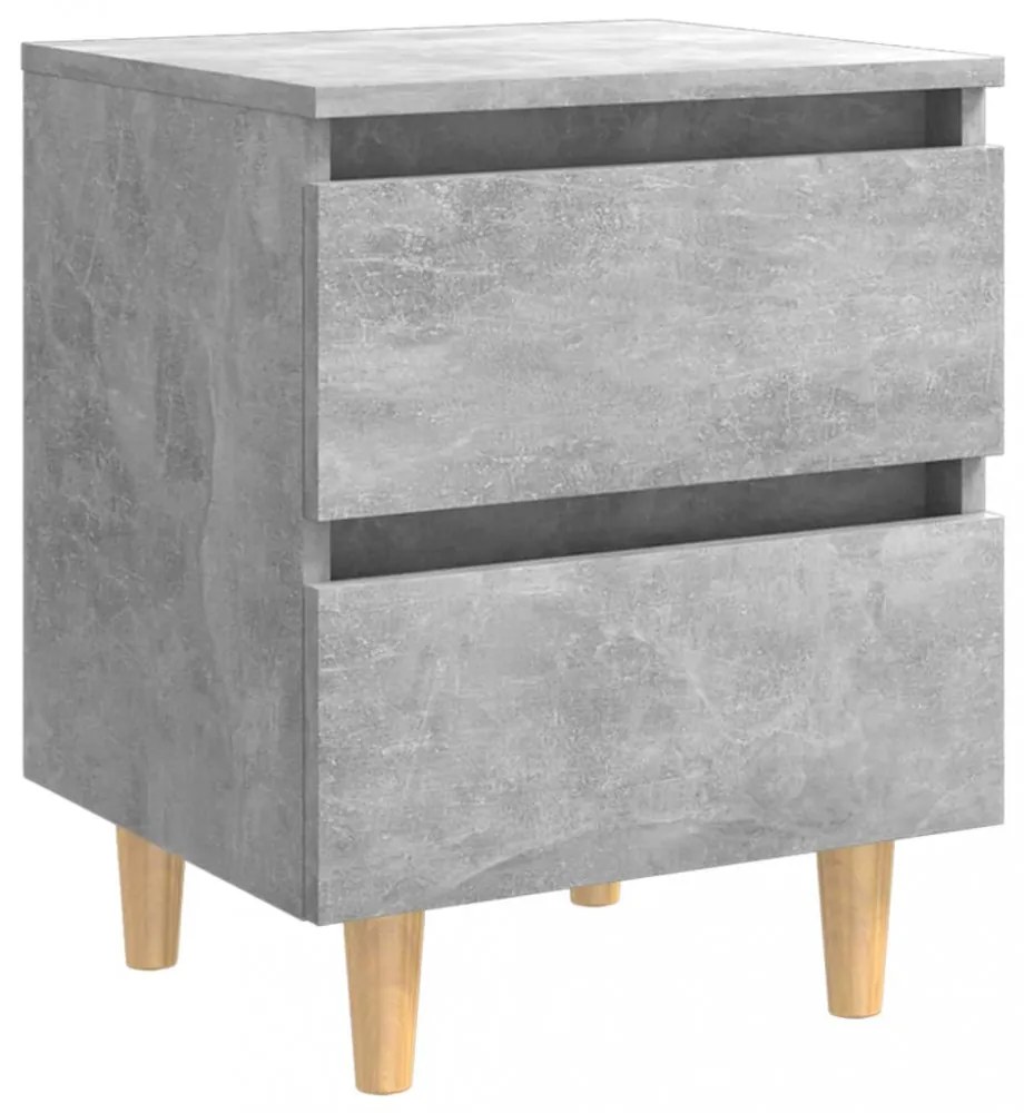 2 db betonszürke éjjeliszekrény tömör fenyő lábakkal 40x35x50cm