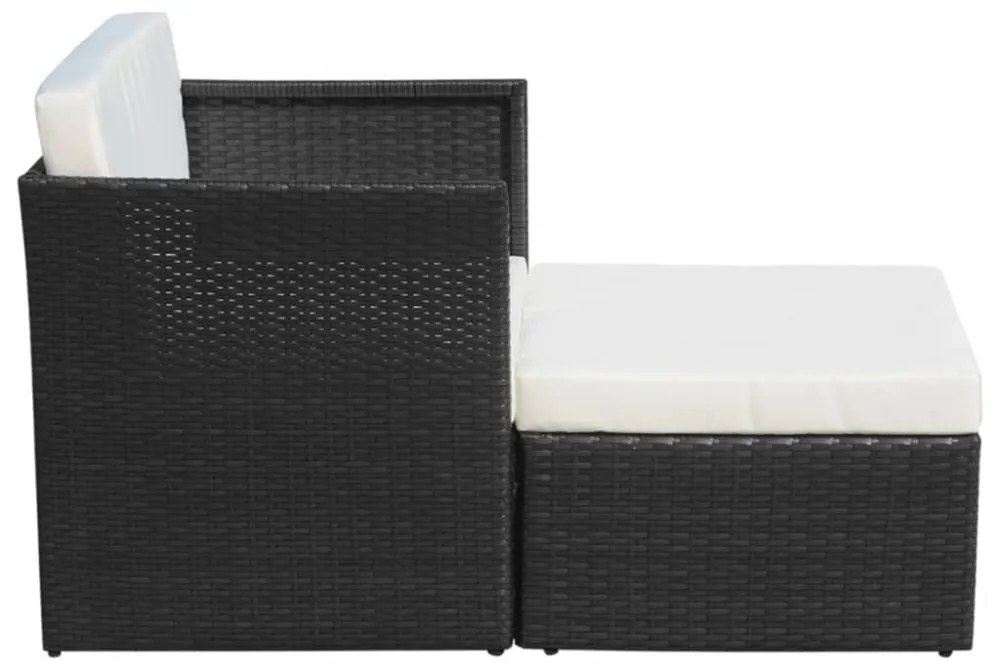 fekete kerti polyrattan szék zsámollyal