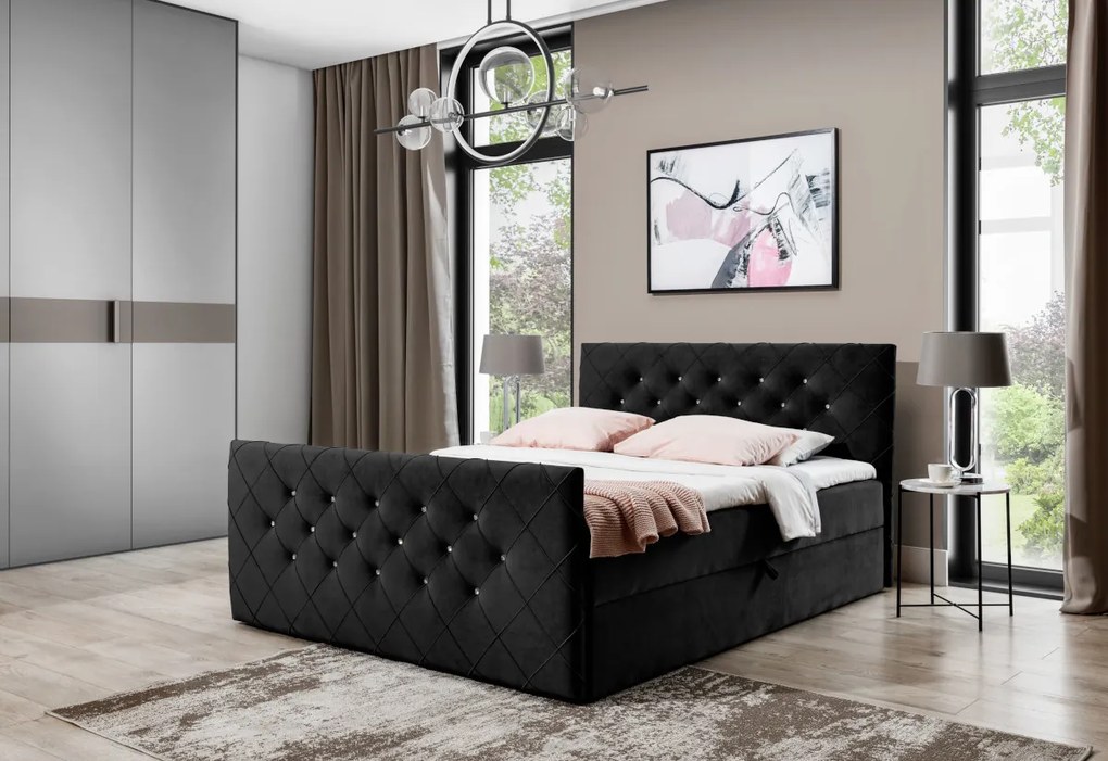 MATRAGI kárpitozott boxspring ágy + topper, 200x200, riviera 16 (cappucino)