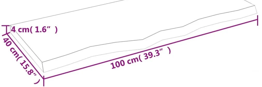 kezeletlen tömör fa fürdőszobai pult 100x40x(2-4) cm