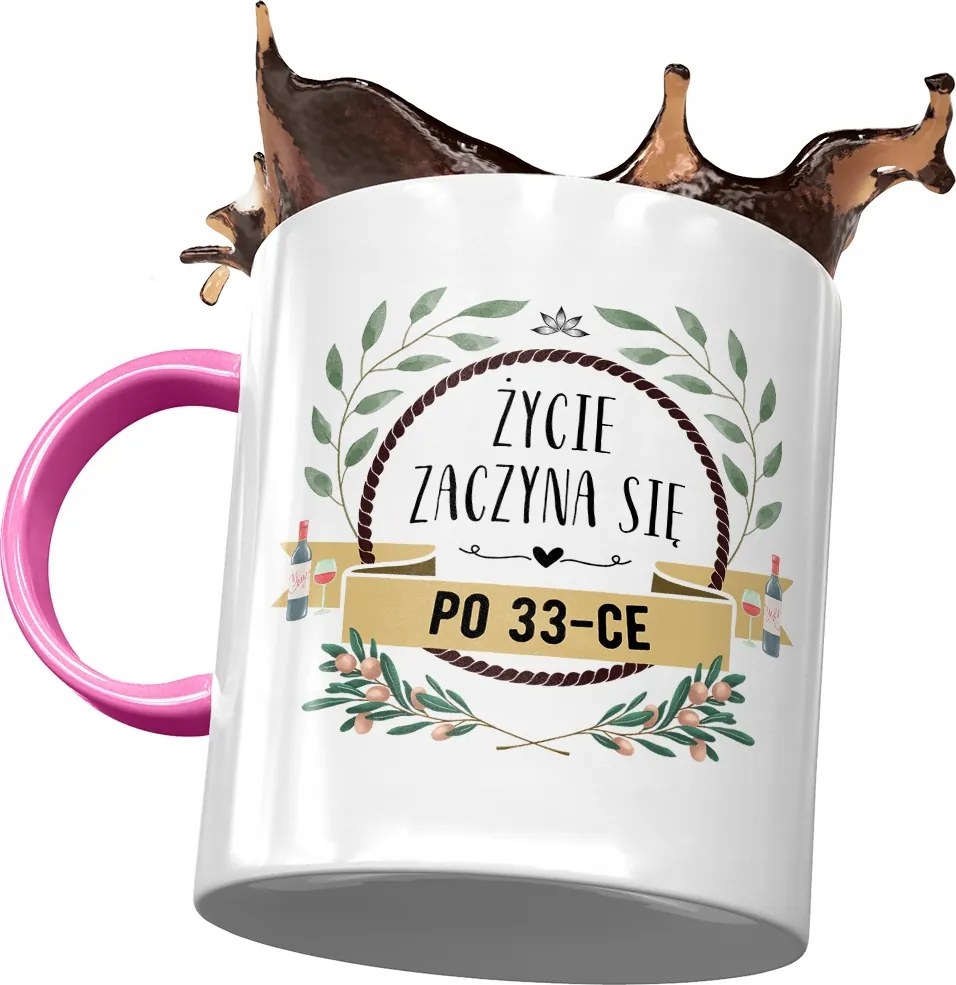 Rózsaszín Bögre Születésnapra 33 33. 33. Ajándék Nyomtatott Fotóval