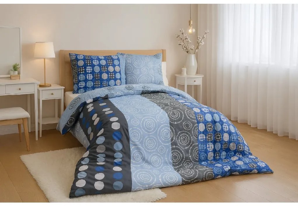 Pamut ágyneműhuzat CIRCLES BLUE, kék Ágyneműhuzat mérete: 70 x 90 cm | 140 x 200 cm