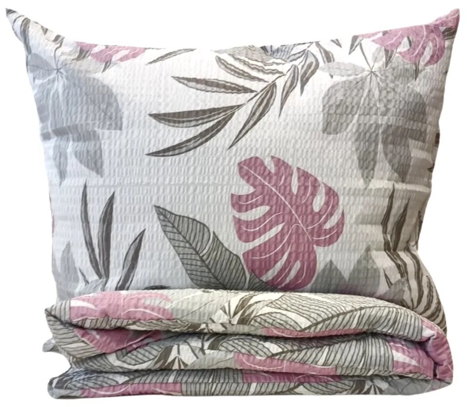 Krepp lapok Tropic rózsaszín TiaHome - 1x Párna 90x70cm, 1x Paplan 140x200cm