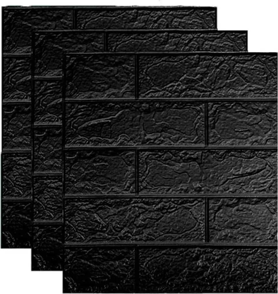 50X Panelek Mesterséges Tapéta Tégla Csempe Fekete 35X35CM, 3D Dekoráció