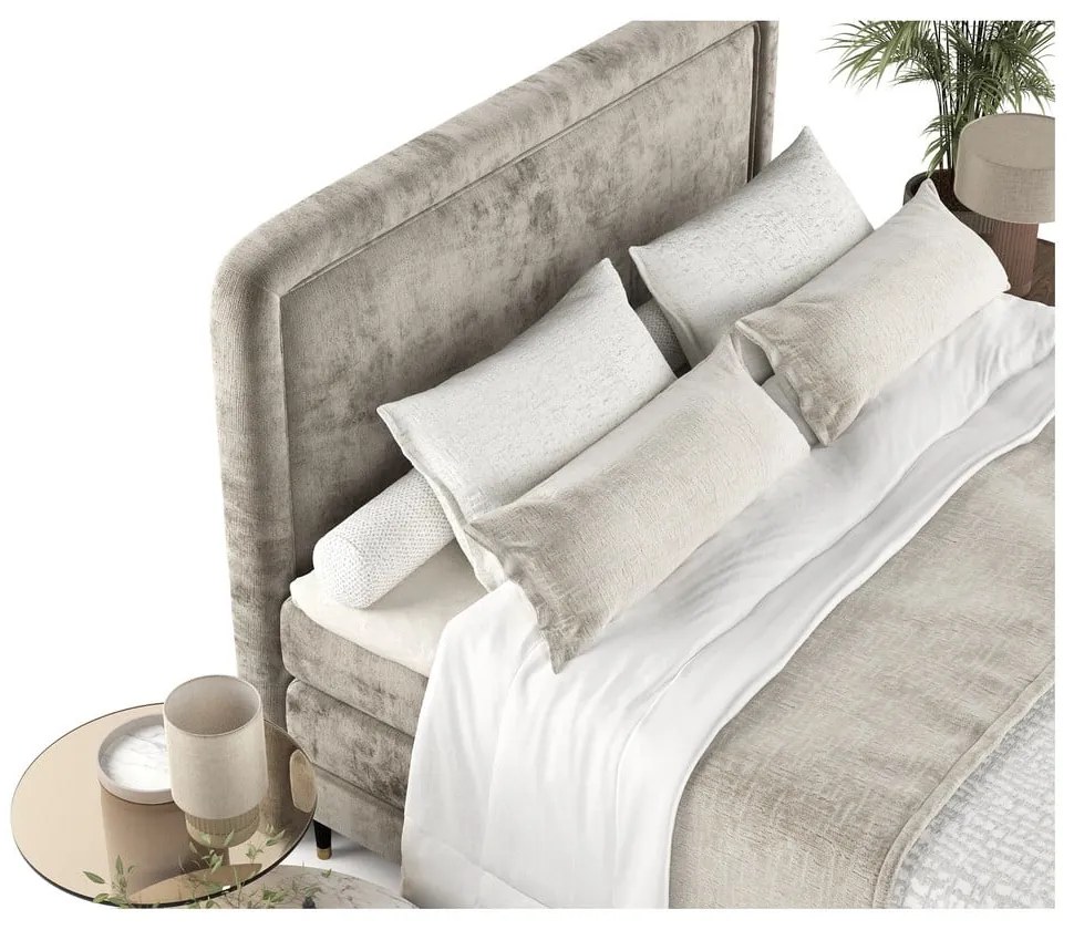 Világosbarna boxspring ágy 200x200 cm Dove – Maison de Rêve