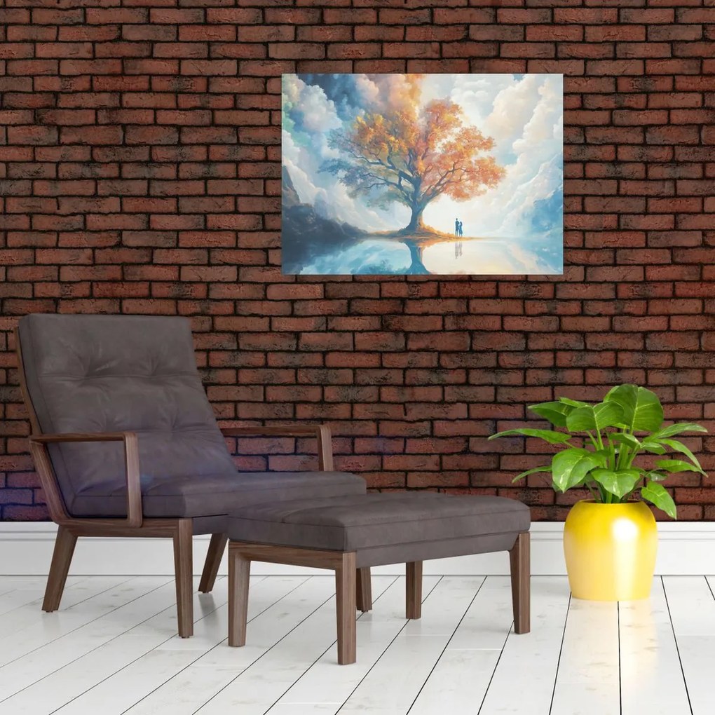 Üveg kép – Az élet és szerelem fája (70x50 cm)