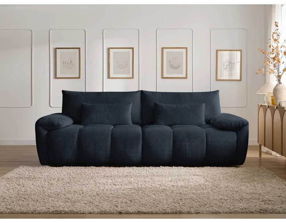 Sötétkék zsenília kanapé 264 cm Ivane – Bobochic Paris