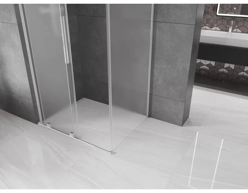 Mexen Velar L, zuhany sarok tolóajtóval 120 x 70 cm, 8 mm matt üveg, króm, 871-120-070-33-01