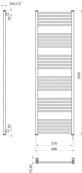 Sapho - Elektromos törölközőszárító METRO-E 800W/230V 60x162 cm fehér