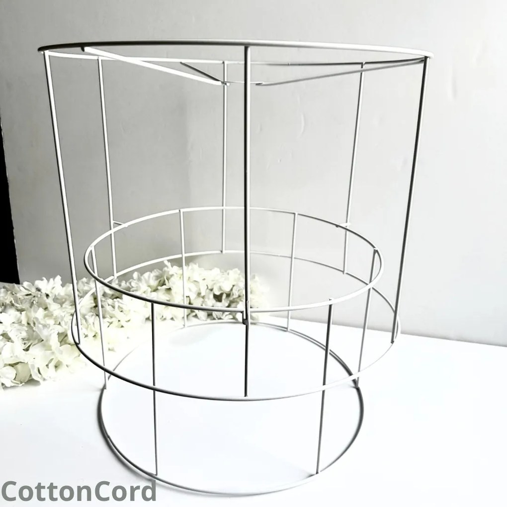 Dupla kombinált lámpatartó állvány, lámpabúra 40 cm Fehér 42 cm magas