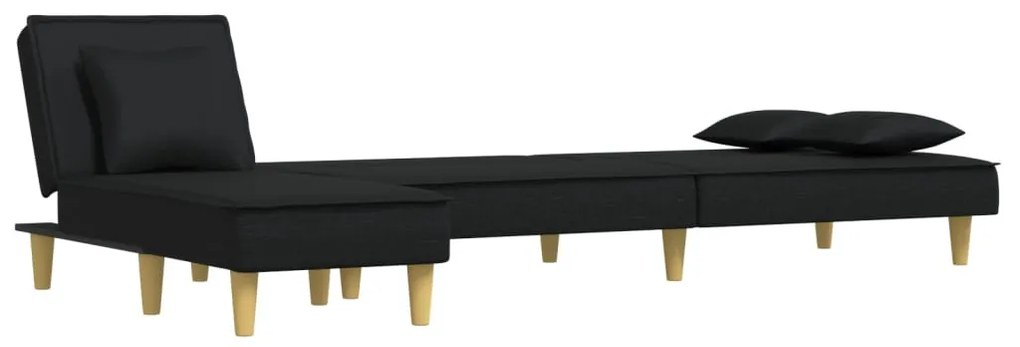 fekete L-alakú szövet kanapéágy 255x140x70 cm