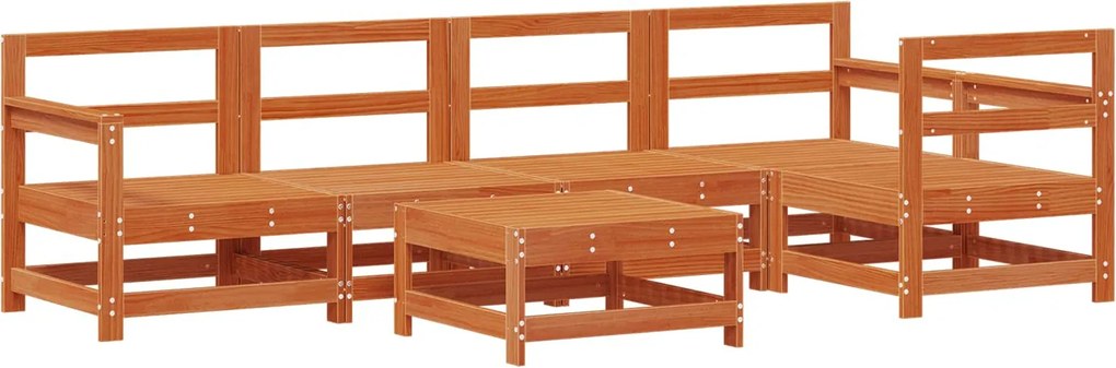 vidaXL Kerti lounge szett 6 pcs Viaszbarna Tömör fenyő