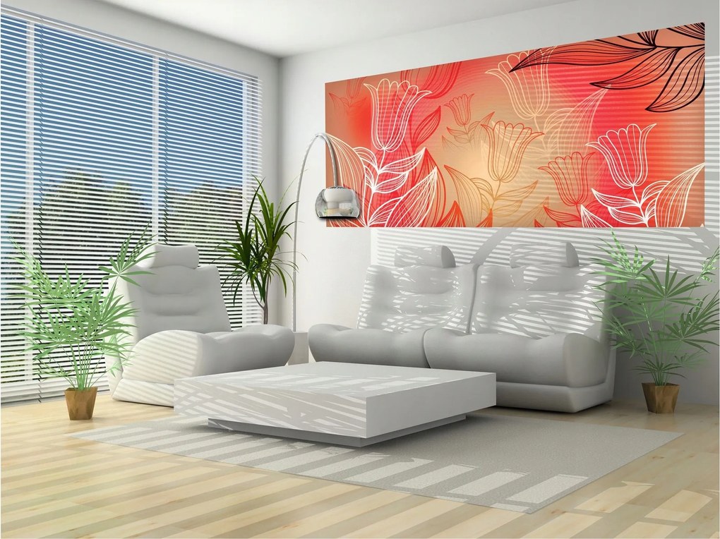 Fotótapéta Tulipánok modern virág motívumok a nappaliba 250x104 +ragasztó