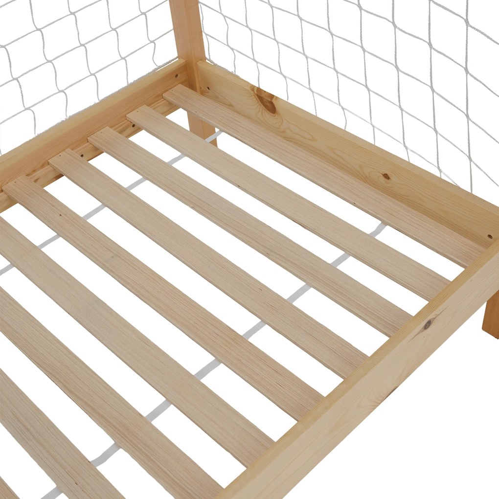 Montessori ágy, természetes/fehér/kék/piros, 90x200, FUTAL