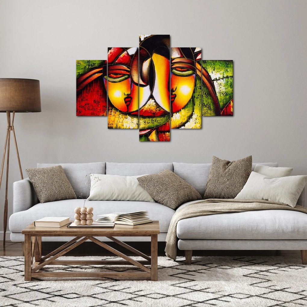 Kép - olajfestmény, absztrakt arcok (150x105 cm)
