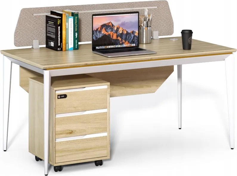 Irodai asztal konténerrel Houseland Profit Max 01 1608 tölgy/fehér