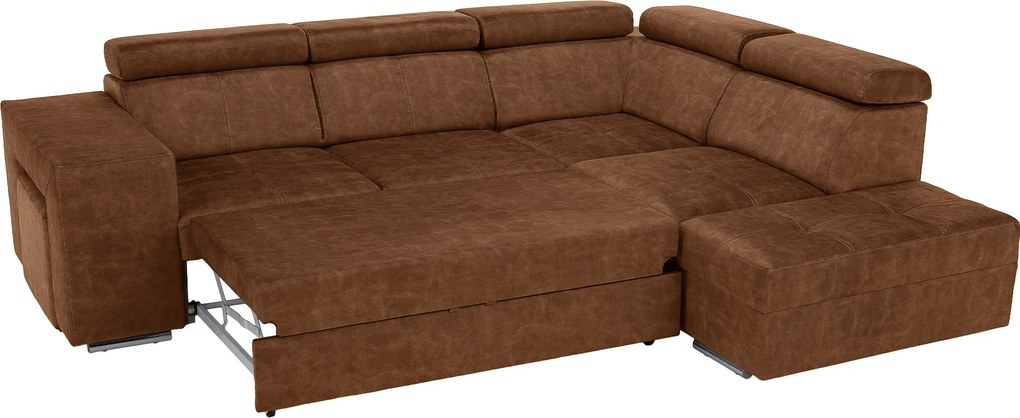 Ülőgarnitúra, barna, jobbos, MALAGA