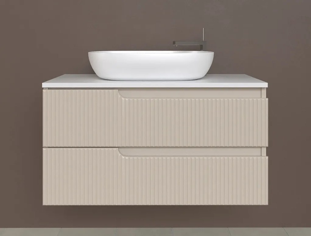 Piramida EURIDIKA fali fürdőszobabútor - mosdópult mosdó nélkül -2 fiókos - PINO BÉZS - 100 x 48 x 53 cm