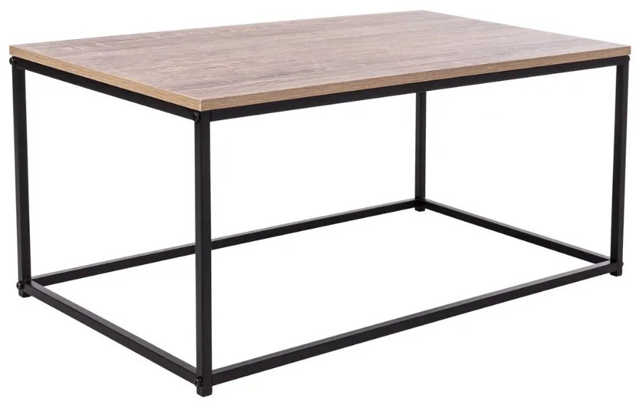 Intenso Home loft stílusú szögletes dohányzóasztal fém lábbal 90 x 40cm (Sonoma tölgy) | Masszív fém váz