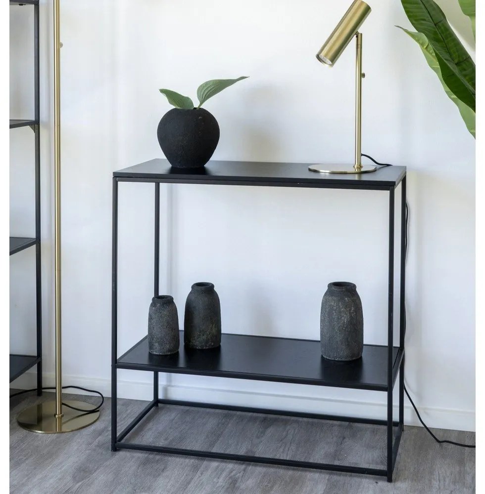 Fekete konzolasztal fekete asztallappal 80x36 cm Vita – House Nordic