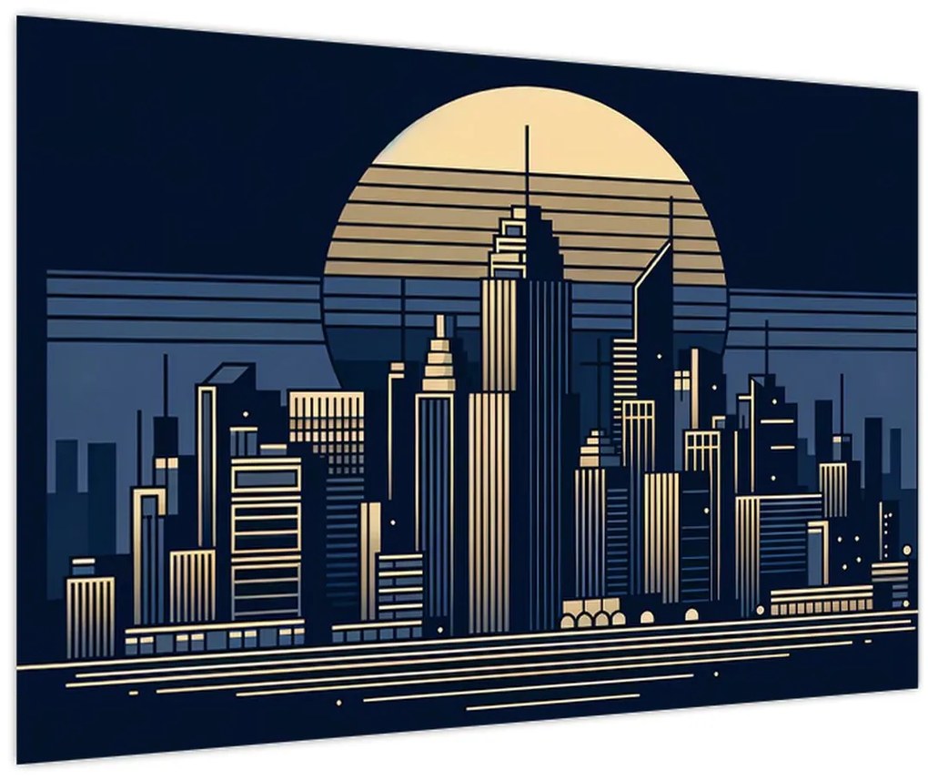 Kép – Geometrikus város (90x60 cm)