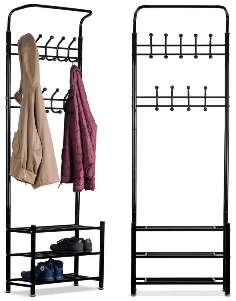 Álló ruhafogas cipőtartóval fekete