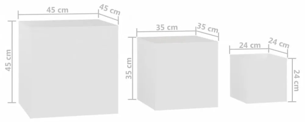 3 db fehér szerelt fa dohányzóasztal
