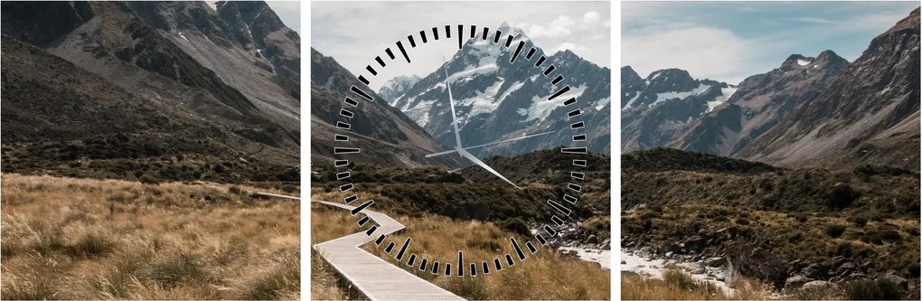 Kép - Sétány a hegységben Mt. Cook (órával) (90x30 cm)