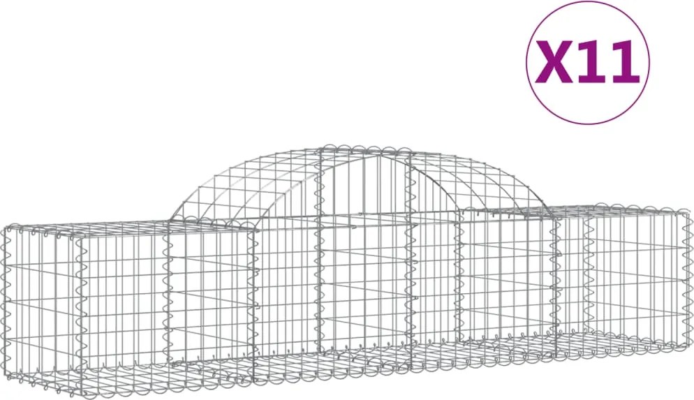 vidaXL 11 db íves horganyzott vas gabion kosár 200x50x40/60 cm