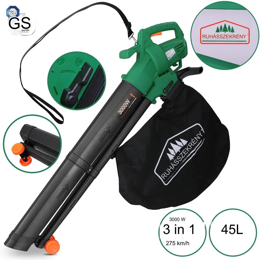 Gardebruk® Elektromos lombszívó 3 az 1-ben