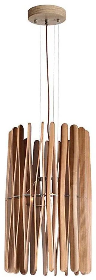 Tömörfa függőlámpa zsinóron 1xE27/60W/230V, átmérő 38 cm, tömörfa/kőris/kaucsukfa