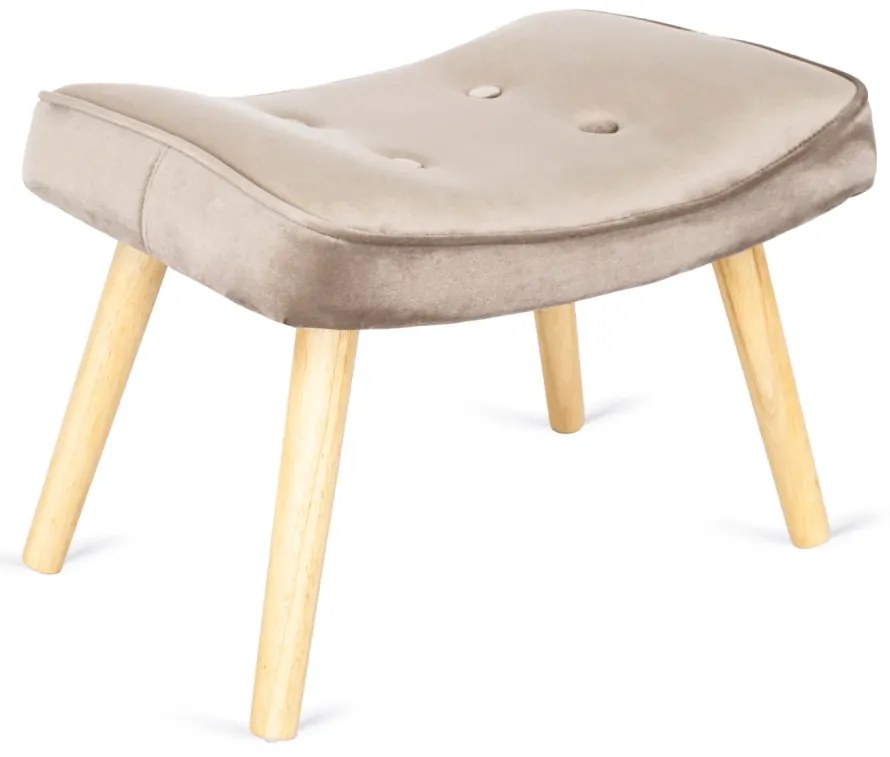 Füles Fotel Lábtartóval Bézs Bársony Kárpittal. LOZANO 2