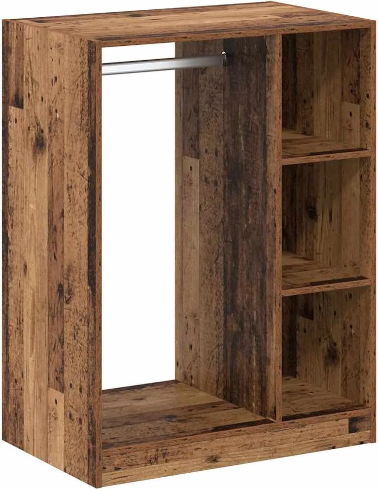 vidaXL Ruhásszekrény polcokkal tárolóval Öreg fa 77 x 48 x 102 cm