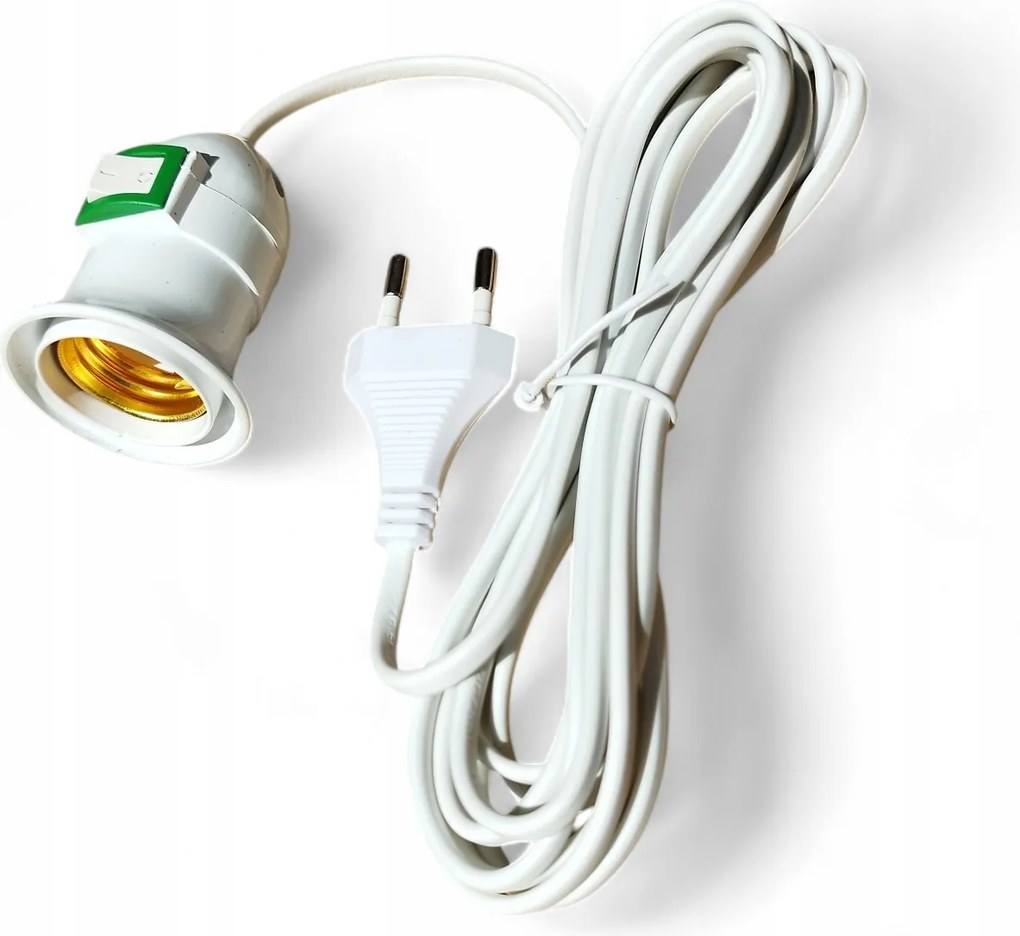 Izzó foglalat E27 foglalattal kábellel és kapcsolóval 5m fehér 40W