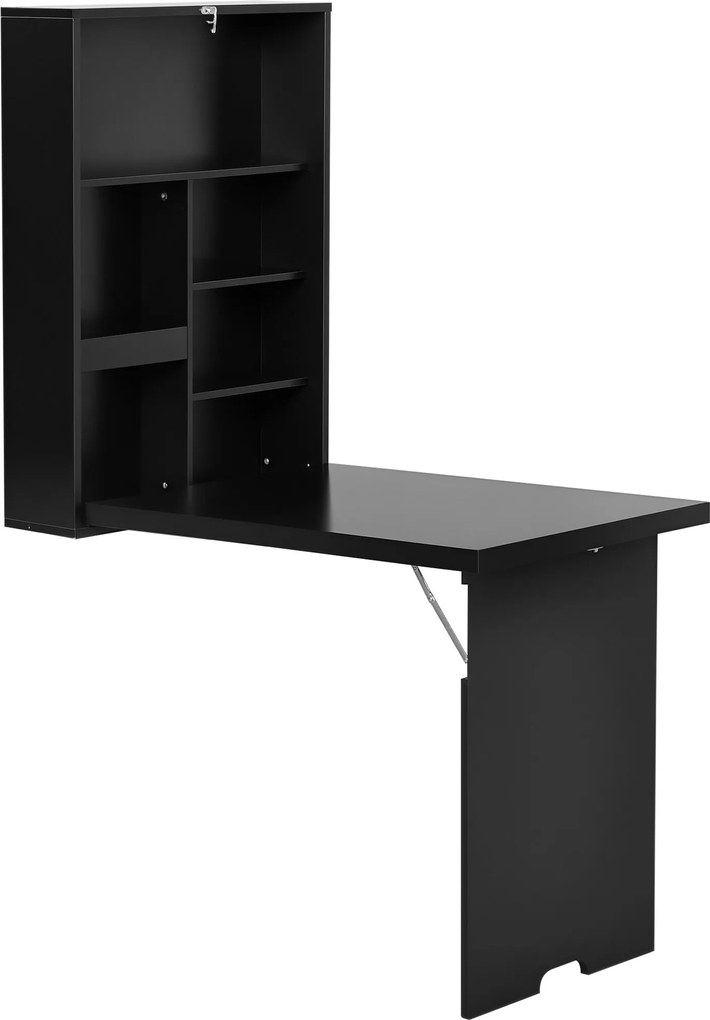 HOMCOM Fali Asztal Fali Hajtható Asztal Összecsukható Íróasztal Krétatábla Fekete 60 x 94.5 x 147 cm | Aosom