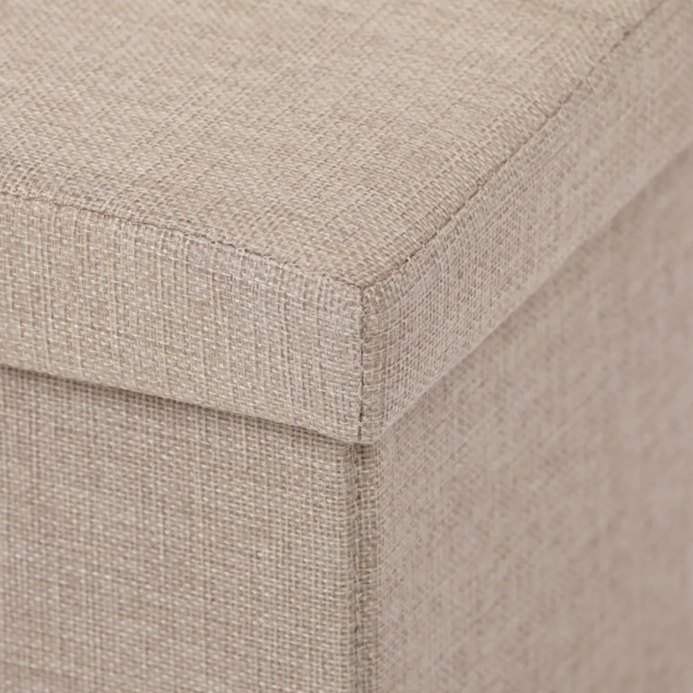 Taburet Cu Depozitare Material Textil Crem. Dimensiune: 76 x 37 x 37 cm. TAB-462