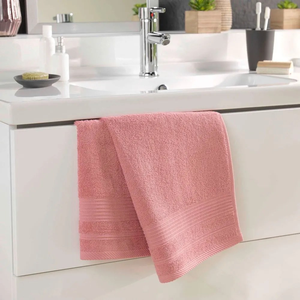 Rózsaszín frottír pamut törölköző 50x90 cm Tendresse – douceur d'intérieur