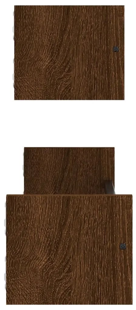 2 db barna tölgyszínű fali polc rúddal 60 x 16 x 14 cm