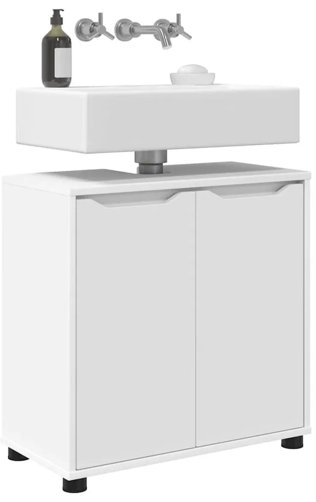 Fürdőszoba mosdószekrény ajtóval Fehér 60 x 30 x 60 cm Faanyag