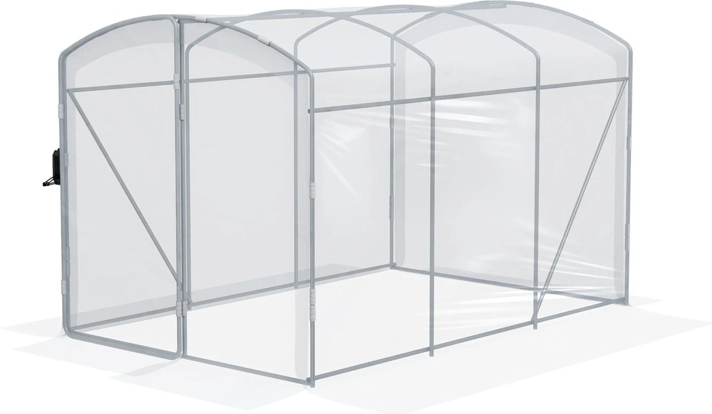 Outsunny PE Üvegház, 3 x 2 x 1,95m Alagút Üvegház, Szélálló Paradicsom Ház, 1 Ajtós Üvegház Kerthez, Balkonzonához, Átlátszó | Aosom