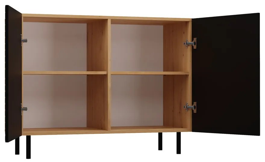 MIX Kama 2 komód (egyenes mintázat), tölgy-fekete