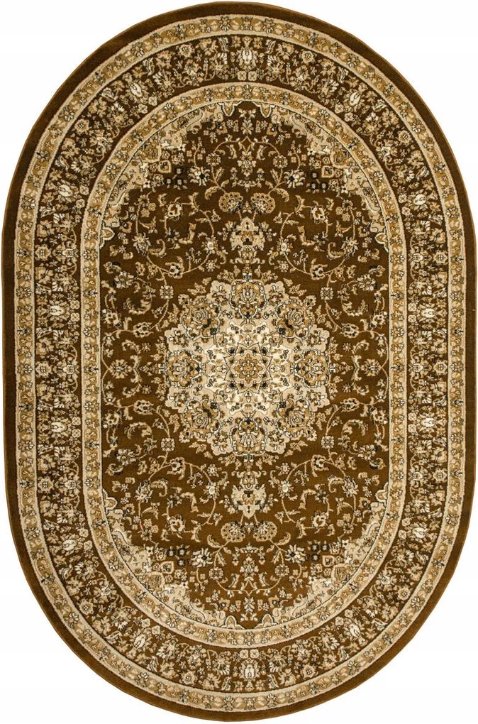 Ovális Szőnyeg Dísz Klasszikus Nappaliba Krém Bézs Rose 200x290 cm