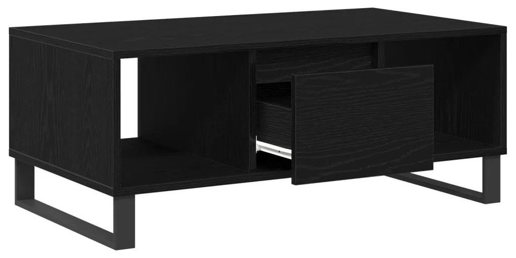 vidaXL Dohányzóasztal fiókkal Fekete tölgy 90 x 50 x 36.5 cm Faanyag