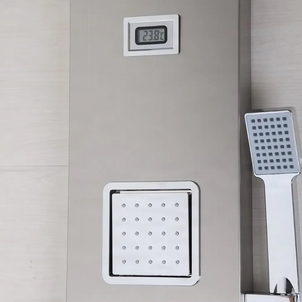 Zuhanypanel EYN TP1554 LED-világítással és masszázsfúvókákkal, fali vagy sarokba szereléshez, több színváltozatban — Fali szerelés