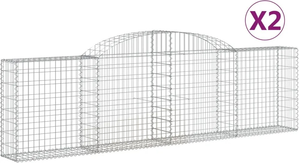 vidaXL 2 db íves horganyzott vas gabion kosár 300x30x80/100 cm