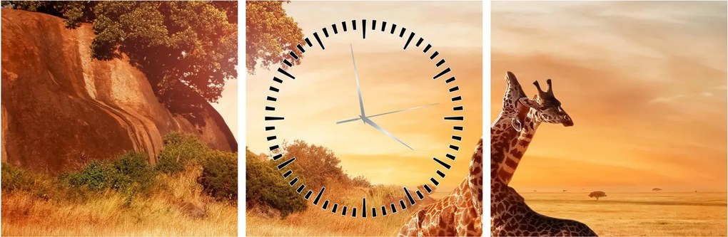 Kép - Zsiráfok Afrikában (órával) (90x30 cm)