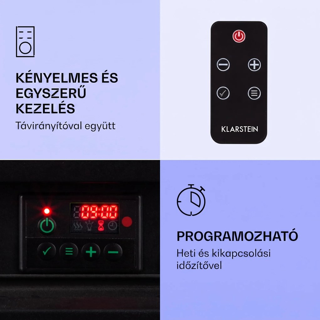 Klarstein Etna, elektromos kandalló, 1800 W, heti időzítő, távirányító, szürke/barna